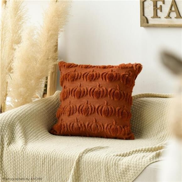 Fall Pumpkin Caramel Throw Pillow Covers, 18 x 18 Inch Seasonal Set of 2 - Picture 3 of 7